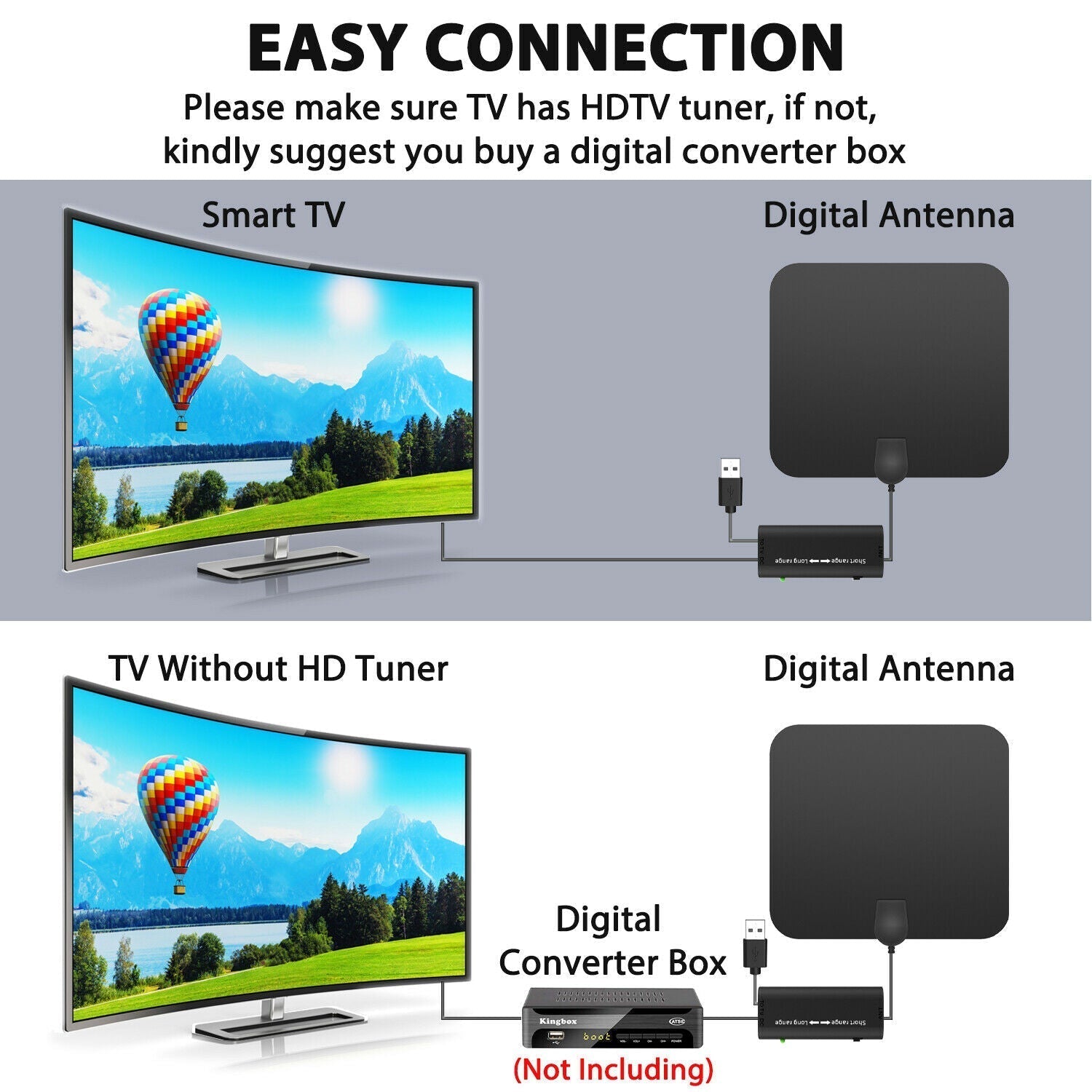 300 Miles Indoor Digital Amplified HDTV Antenna W/ Signal Booster - Coldesk