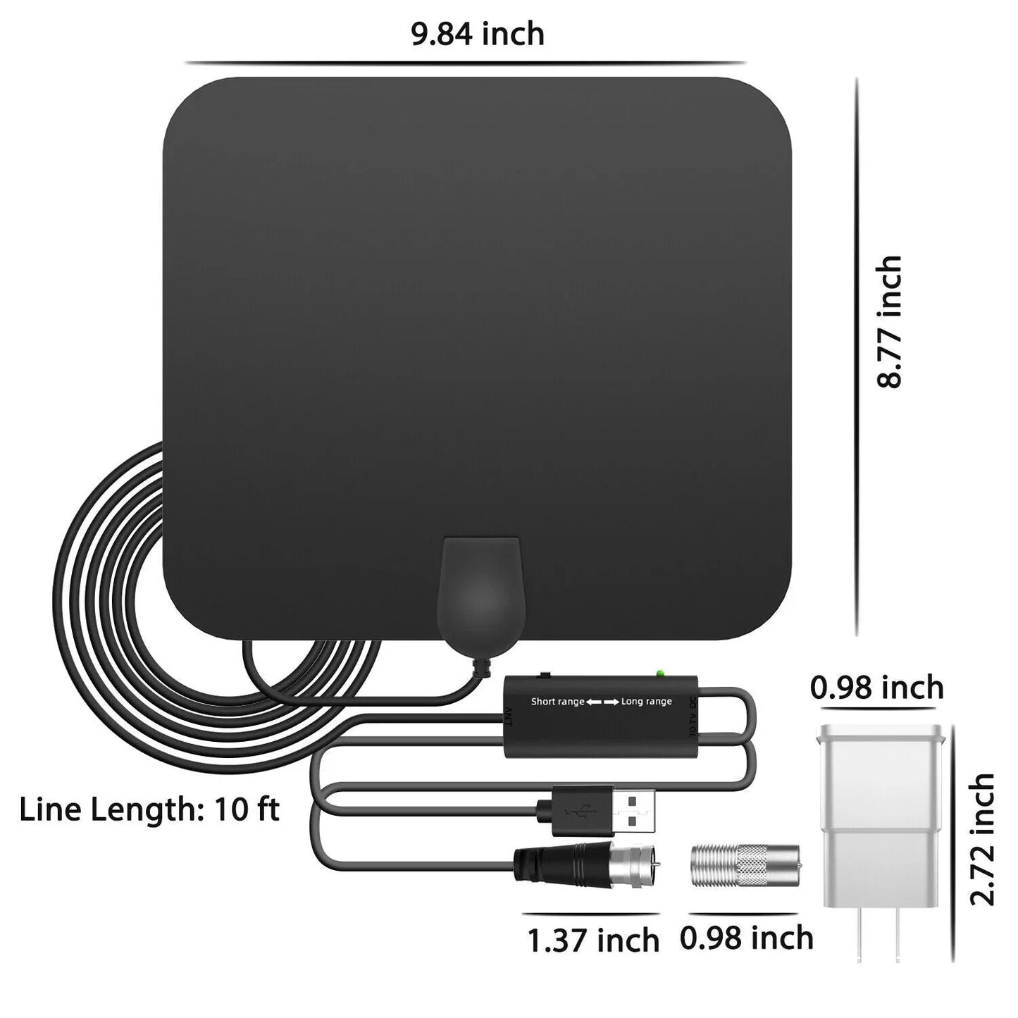 300 Miles Indoor Digital Amplified HDTV Antenna W/ Signal Booster - Coldesk