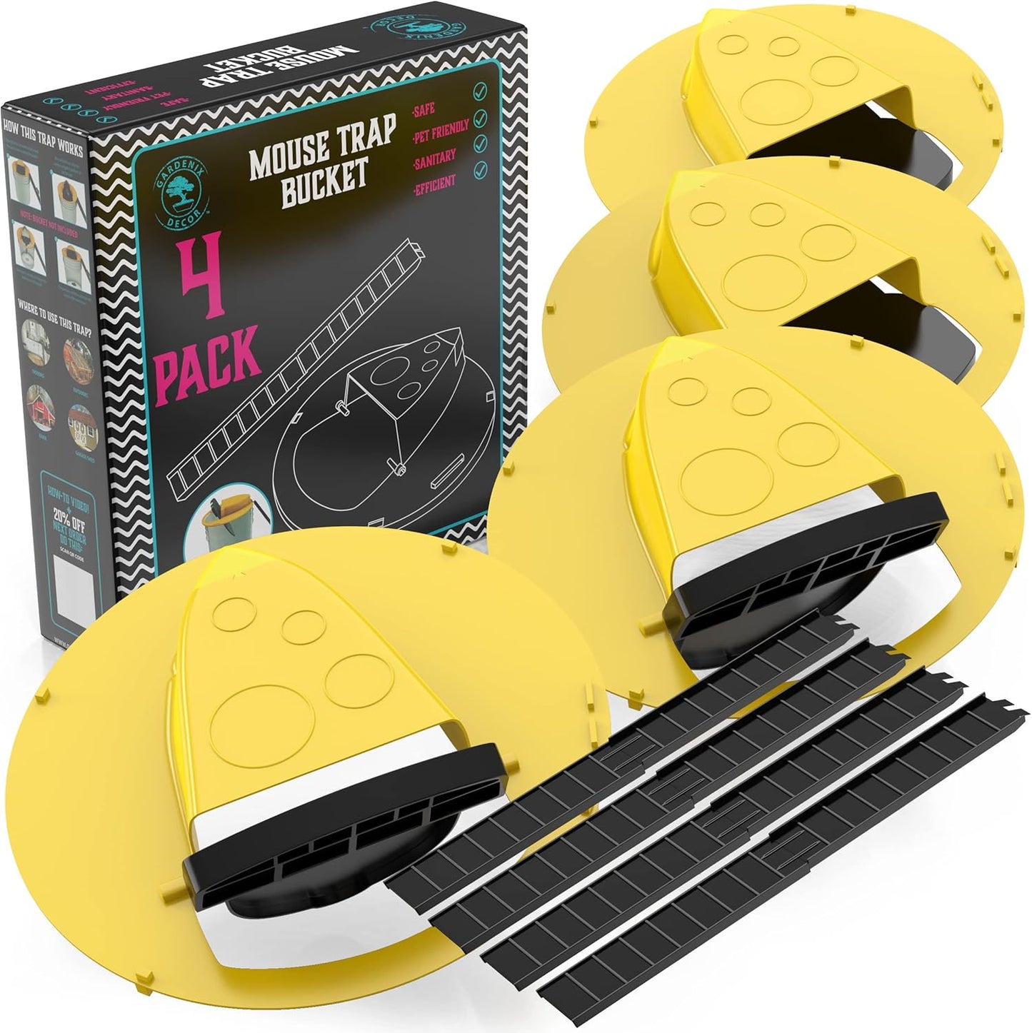 4-Pack Bucket Lid Mouse Trap - Coldesk