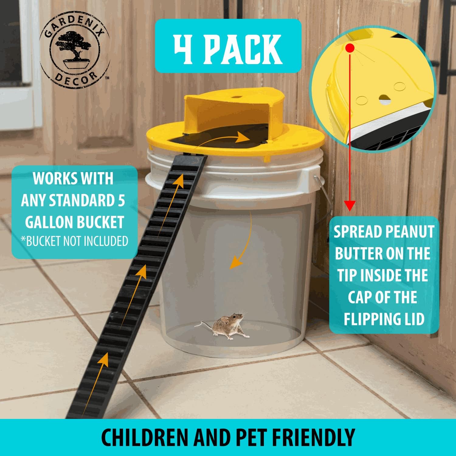 4-Pack Bucket Lid Mouse Trap - Coldesk