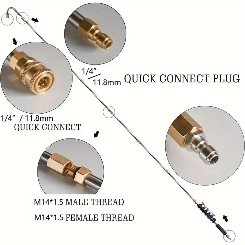 4000 PSI Telescoping High Pressure Washer Wand Set for Gutter & Roof Drainage & Walls Cleaning - Coldesk