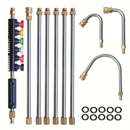 4000 PSI Telescoping High Pressure Washer Wand Set for Gutter & Roof Drainage & Walls Cleaning - Coldesk
