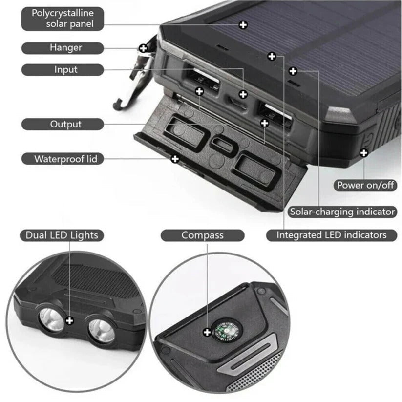 500000mAh Solar Charger Waterproof Power Bank External - Coldesk