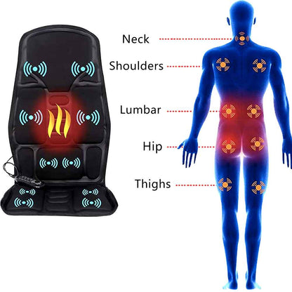 8 Mode Massage Chair Pad With Heated Back Neck Cushion For Car & Home - Coldesk