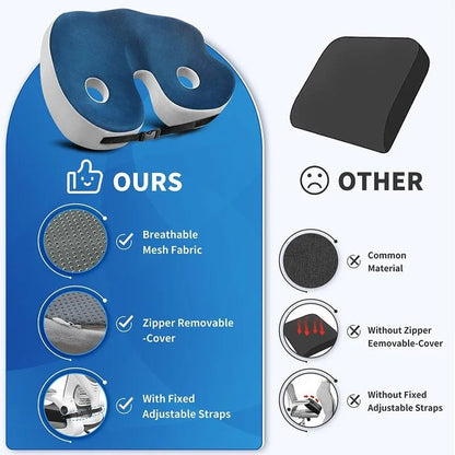 Adjustable Memory Foam Sit Bone Relief Seat Cushion - Coldesk