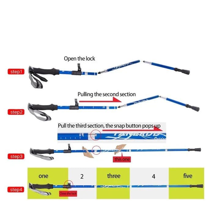 Adjustable Trekking Poles - Foldable Telescopic Pole - Coldesk