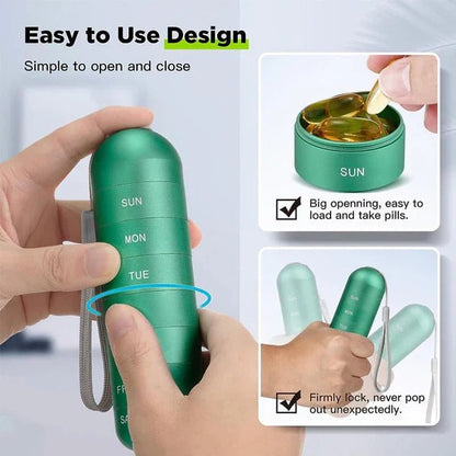 Aluminum 7 Days Portable Pill Organizer for Travel, Pill Box Pill Container - Coldesk