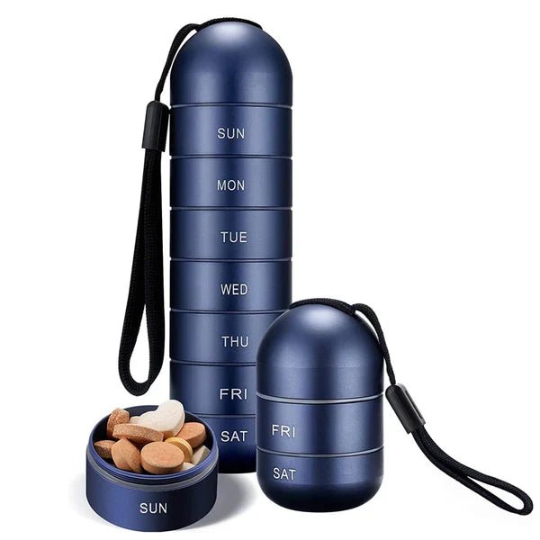 Aluminum 7 Days Portable Pill Organizer for Travel, Pill Box Pill Container - Coldesk