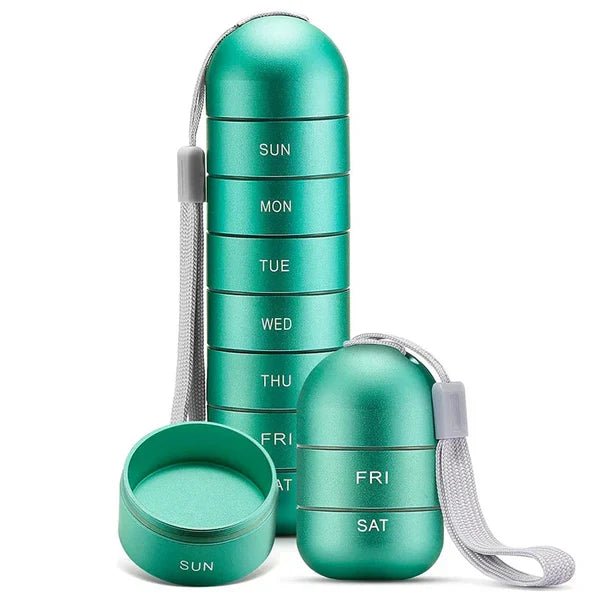 Aluminum 7 Days Portable Pill Organizer for Travel, Pill Box Pill Container - Coldesk