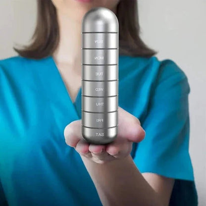 Aluminum 7 Days Portable Pill Organizer for Travel, Pill Box Pill Container - Coldesk