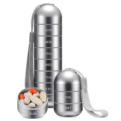 Aluminum 7 Days Portable Pill Organizer for Travel, Pill Box Pill Container - Coldesk