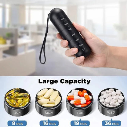 Aluminum 7 Days Portable Pill Organizer for Travel, Pill Box Pill Container - Coldesk