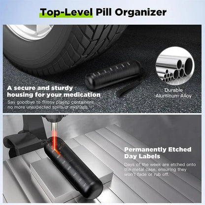 Aluminum 7 Days Portable Pill Organizer for Travel, Pill Box Pill Container - Coldesk