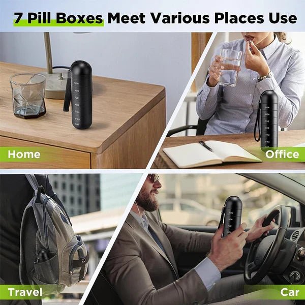 Aluminum 7 Days Portable Pill Organizer for Travel, Pill Box Pill Container - Coldesk