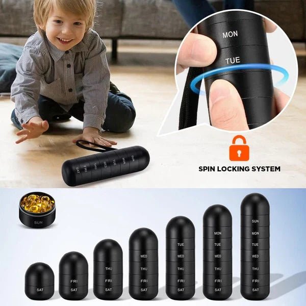 Aluminum 7 Days Portable Pill Organizer for Travel, Pill Box Pill Container - Coldesk
