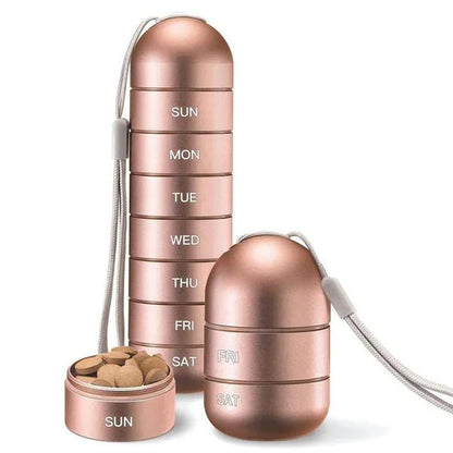Aluminum 7 Days Portable Pill Organizer for Travel, Pill Box Pill Container - Coldesk