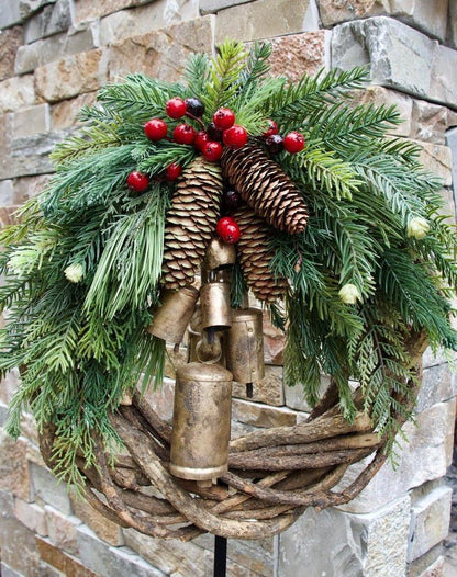 Farmhouse Christmas Wreath, Boho Wreath, Holiday Wreath - Coldesk