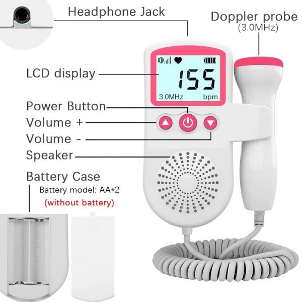 Fetal Doppler Heart Rate Monitor Home Pregnancy Baby Fetal Heart Rate Sound Detector - Coldesk