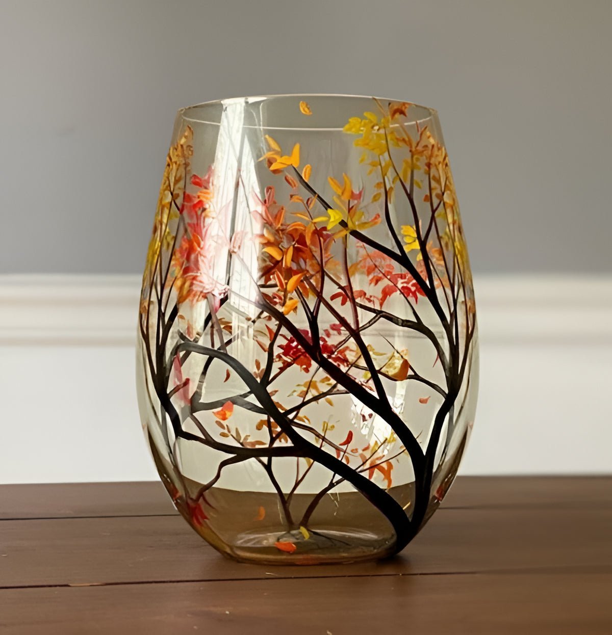 Four Seasons Tree Wine Glasses – Hand Painted Art - Coldesk