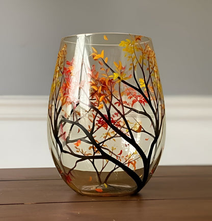 Four Seasons Tree Wine Glasses – Hand Painted Art - Coldesk