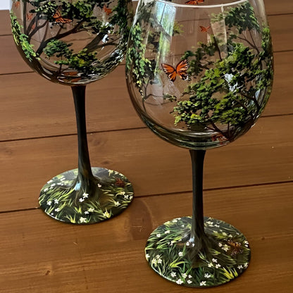 Four Seasons Tree Wine Glasses – Hand Painted Art - Coldesk