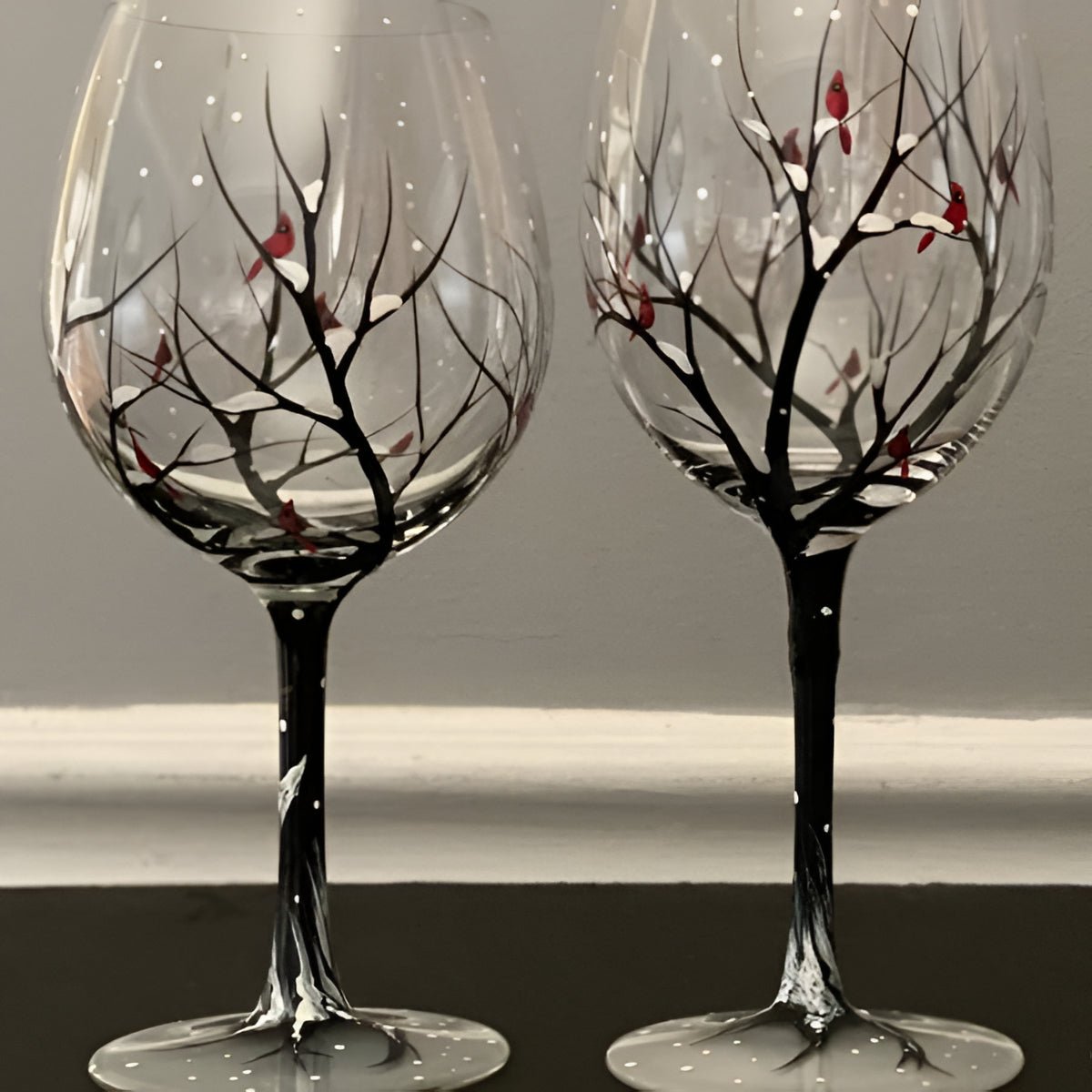 Four Seasons Tree Wine Glasses – Hand Painted Art - Coldesk