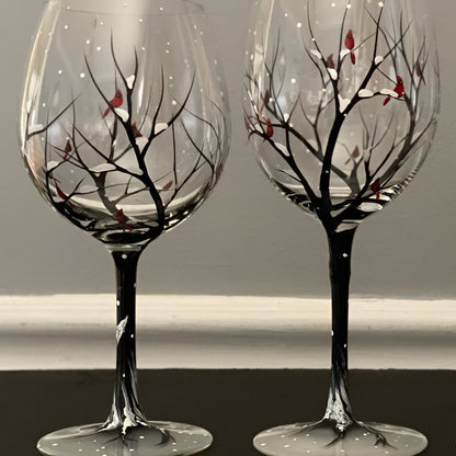 Four Seasons Tree Wine Glasses – Hand Painted Art - Coldesk