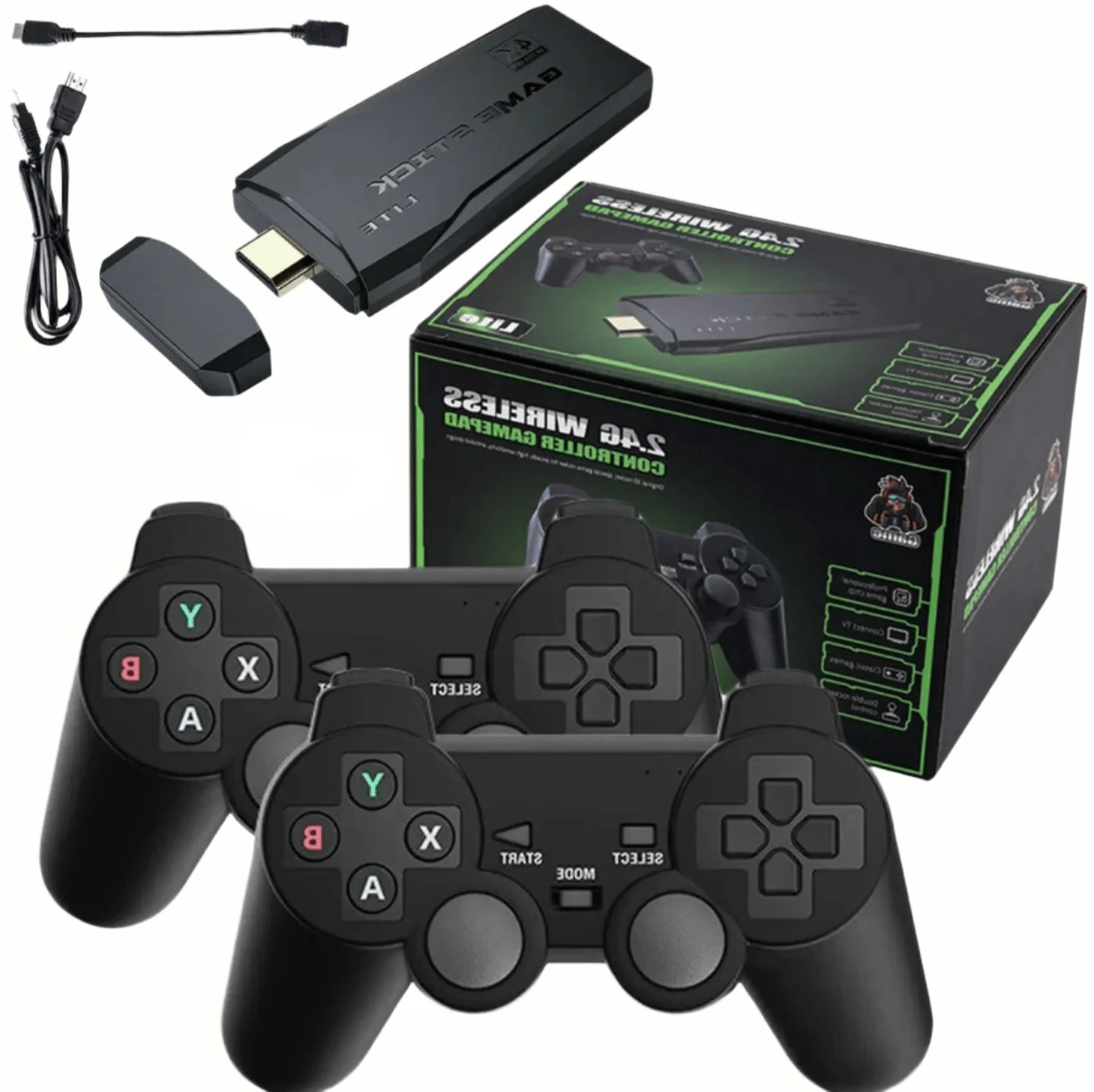 HDMI 4K TV Game Stick Console | 64GB with 20,000+ Retro Games & 2 Wireless Gamepads - Coldesk