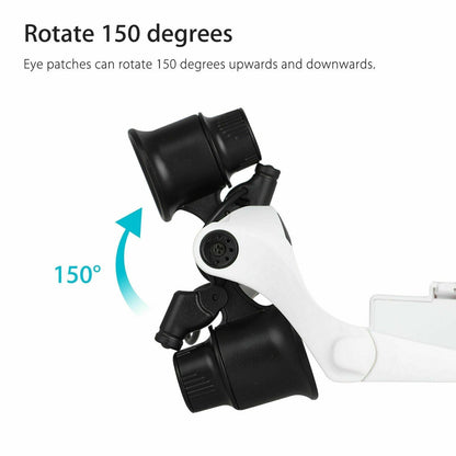 Headband Head Magnifier 8 Lens LED Light Jeweler Glasses - Coldesk