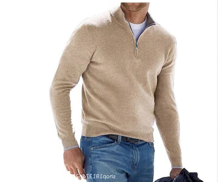 Men's Cashmere Zipper Basic Sweater - Coldesk