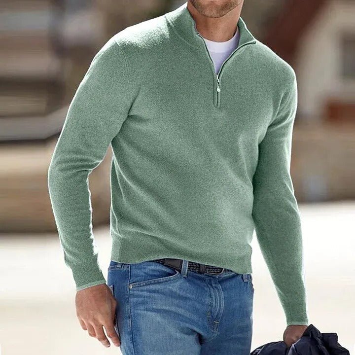 Men's Cashmere Zipper Basic Sweater - Coldesk