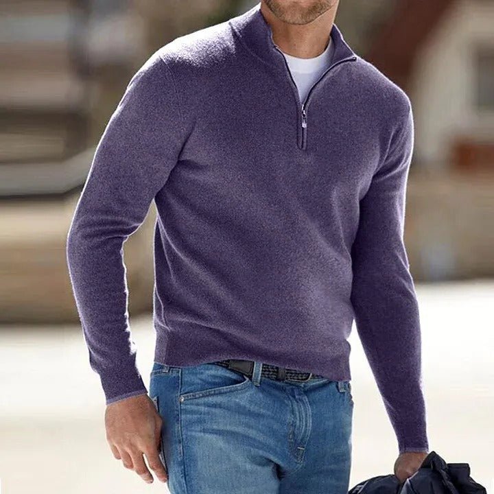 Men's Cashmere Zipper Basic Sweater - Coldesk