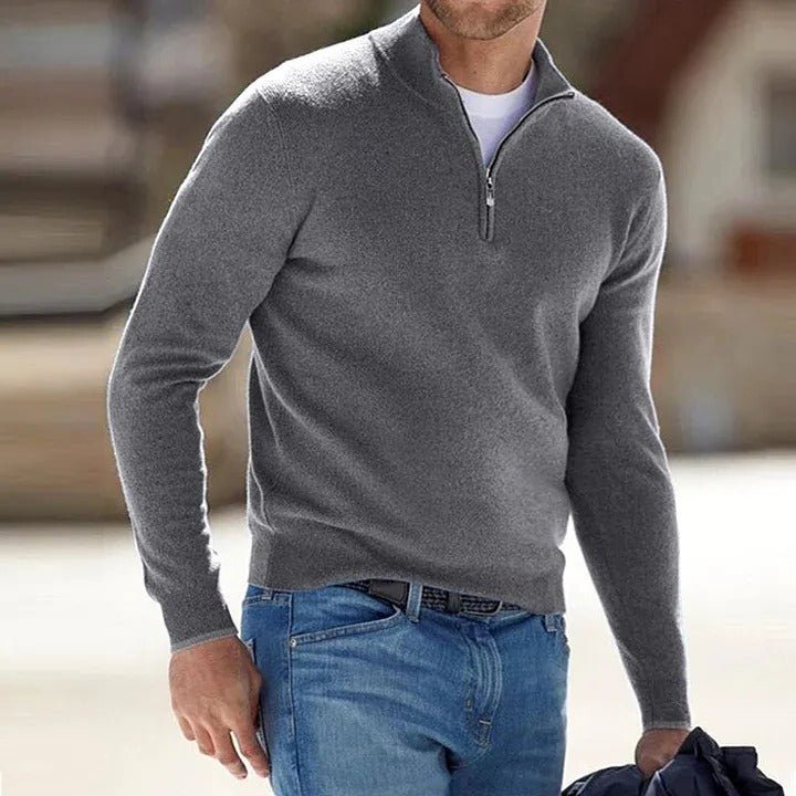 Men's Cashmere Zipper Basic Sweater - Coldesk