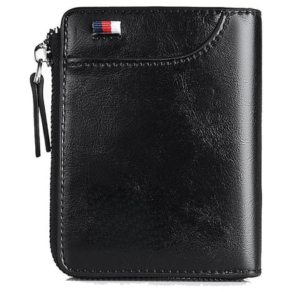 Men’s RFID Blocking Wallet with Zipper Multi Credit Card Holder Khaki + Brown + Black - Coldesk