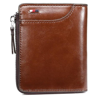 Men’s RFID Blocking Wallet with Zipper Multi Credit Card Holder Khaki + Brown + Black - Coldesk