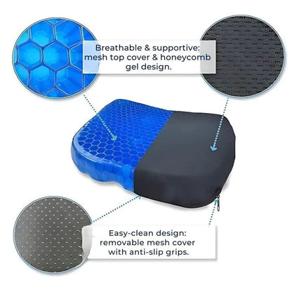 Orthopedic Gel Seat Cushion | Pressure Relief - Tailbone Pain - Lower Back Support - For Office Chair - Car - Wheelchair Use - Coldesk