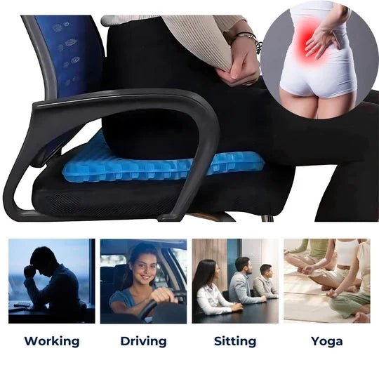 Orthopedic Gel Seat Cushion | Pressure Relief - Tailbone Pain - Lower Back Support - For Office Chair - Car - Wheelchair Use - Coldesk