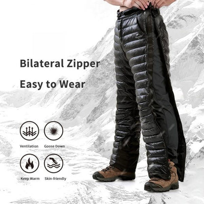 Outdoor Thermal Goose Down Pants Zipper Camping Hiking Skiing Trousers - Coldesk