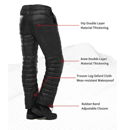 Outdoor Thermal Goose Down Pants Zipper Camping Hiking Skiing Trousers - Coldesk