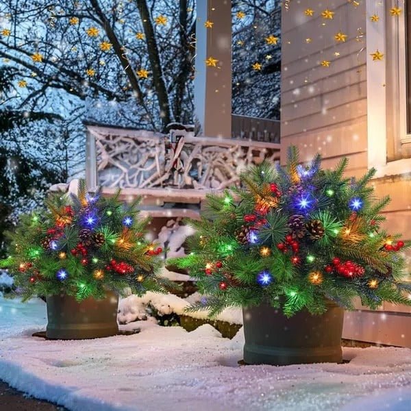 Pre-lit Artificial Christmas Tree Feel Real Urn Filler - Coldesk