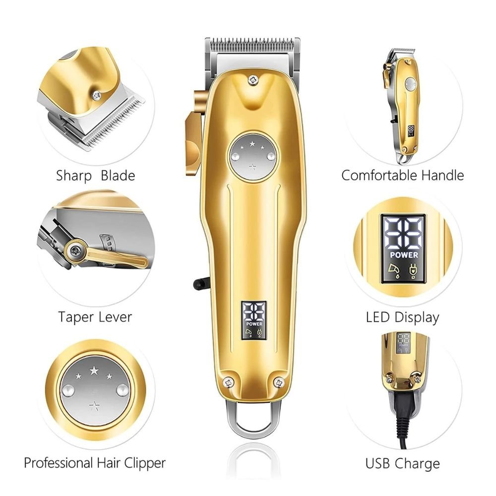 Professional Hair Clippers for men gold Set | Gold Hair Clippers Cordless - Coldesk