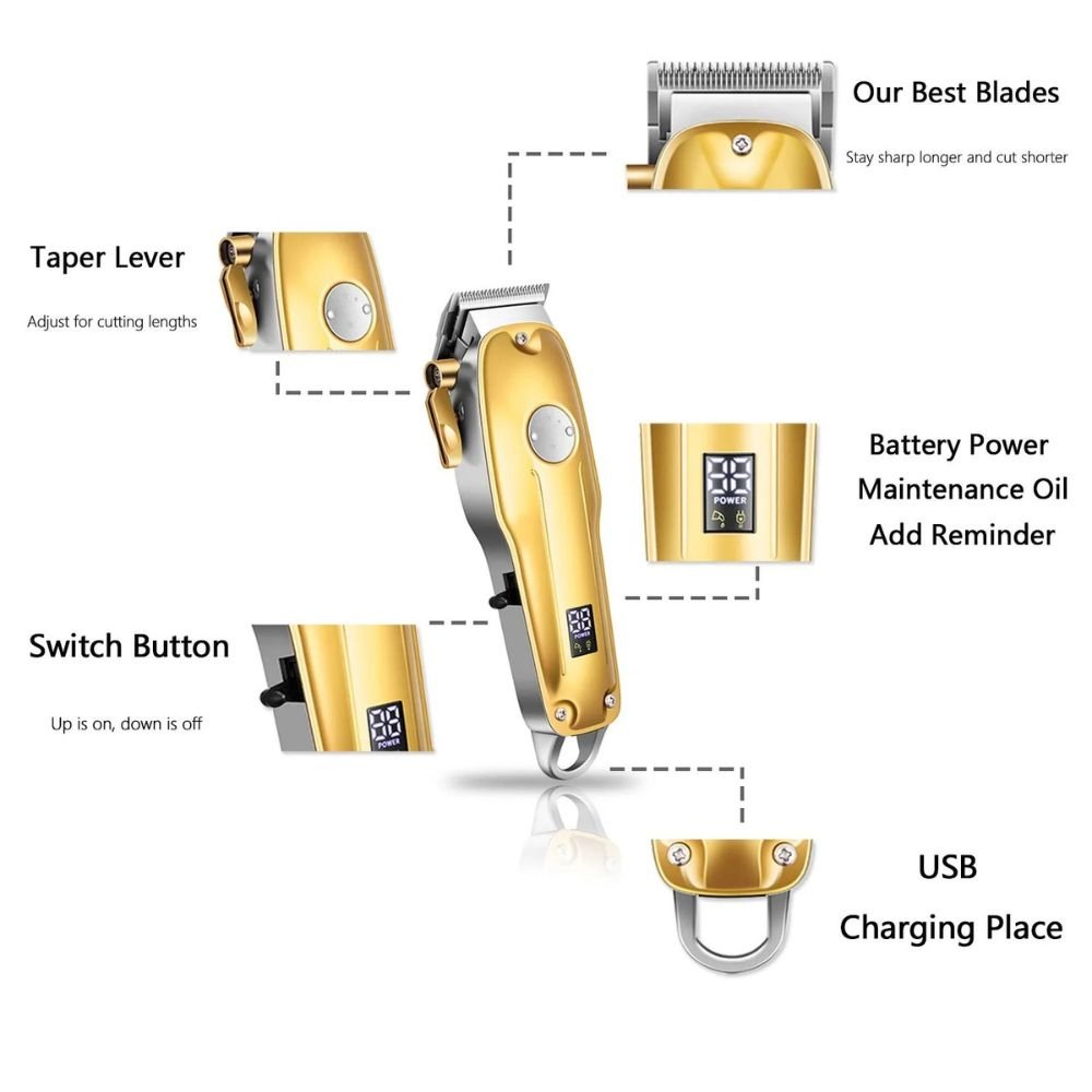 Professional Hair Clippers for men gold Set | Gold Hair Clippers Cordless - Coldesk