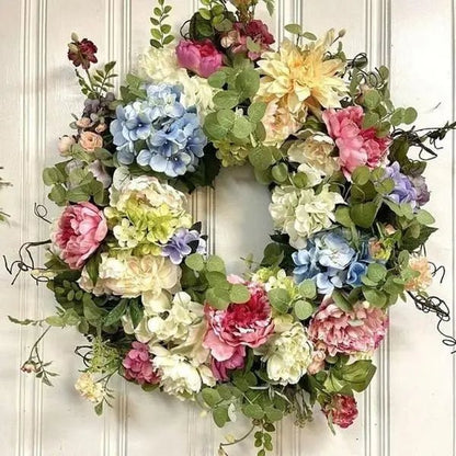 Rainbow Hydrangea Artificial Wreath - Coldesk