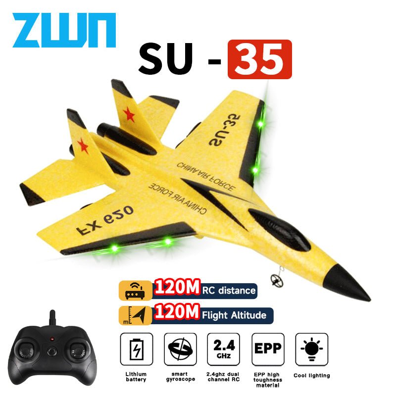 RC Plane SU35 2.4G With LED Lights Aircraft Remote Control Flying Model Glider Airplane SU57 - Coldesk