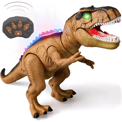 Remote Control T-Rex Dinosaur With LED Light Up, Walking & Roaring Realistic Dinosaur Toys - Coldesk