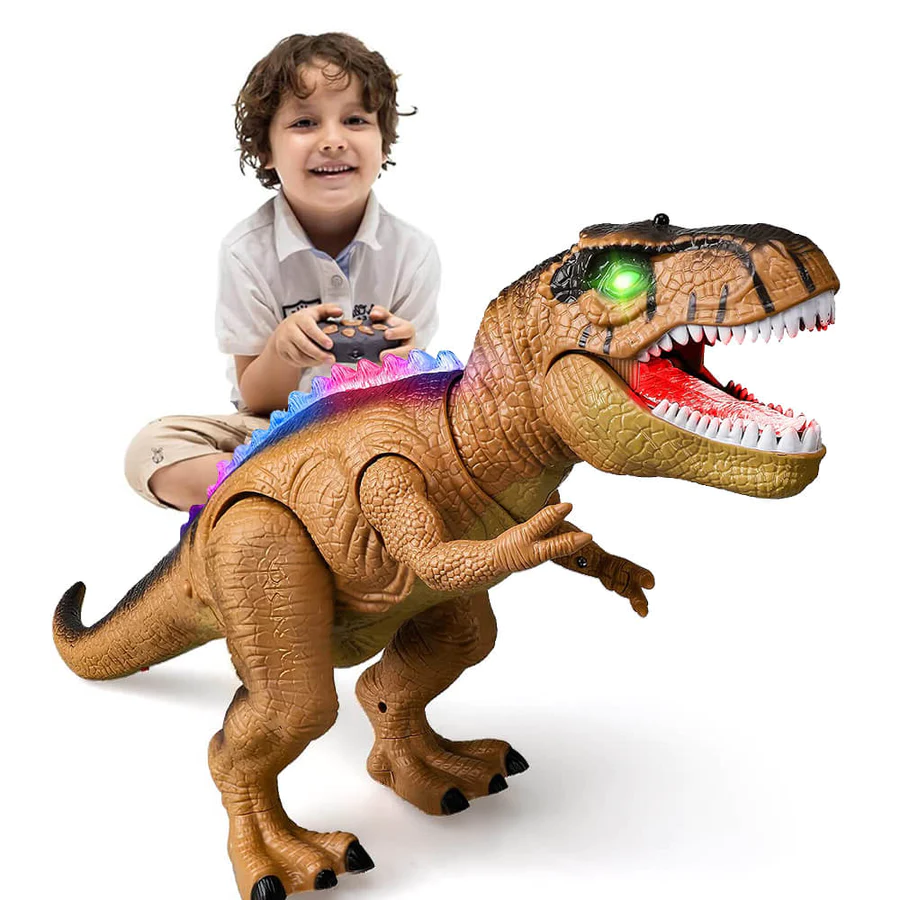 Remote Control T-Rex Dinosaur With LED Light Up, Walking & Roaring Realistic Dinosaur Toys - Coldesk