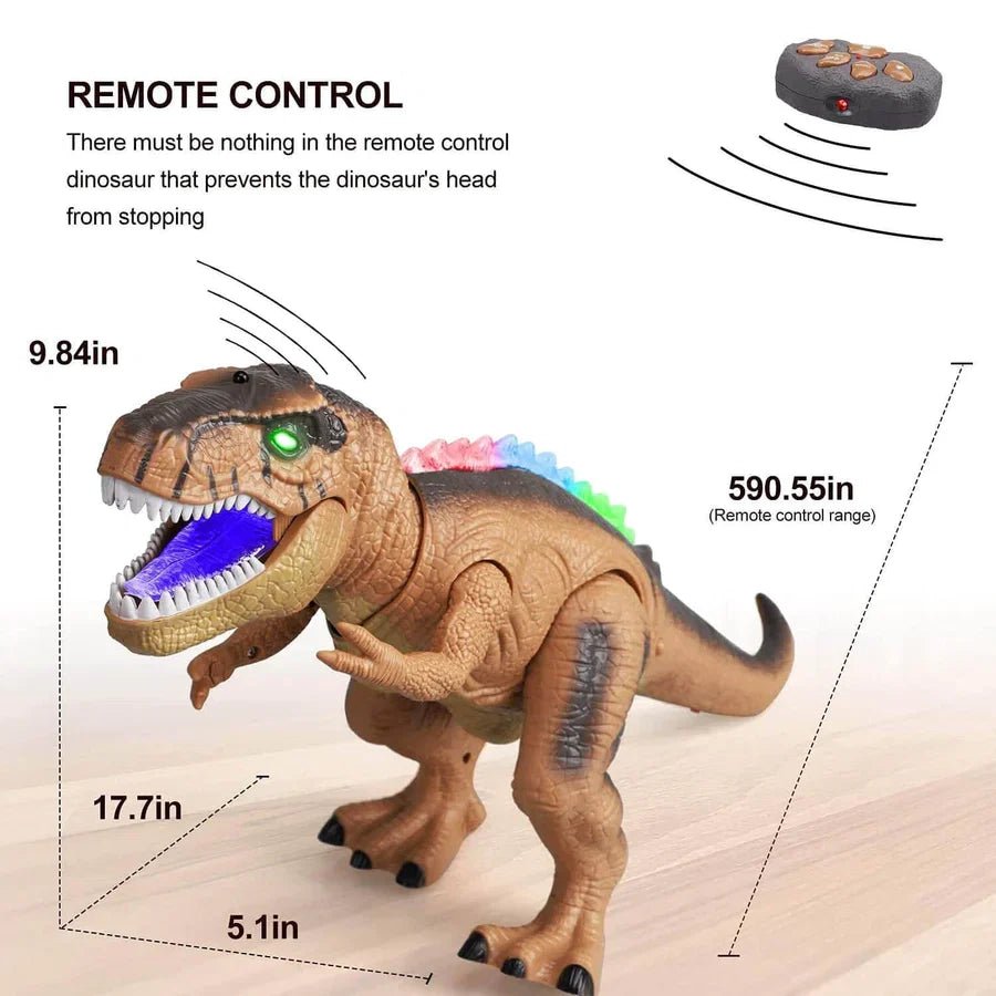 Remote Control T-Rex Dinosaur With LED Light Up, Walking & Roaring Realistic Dinosaur Toys - Coldesk
