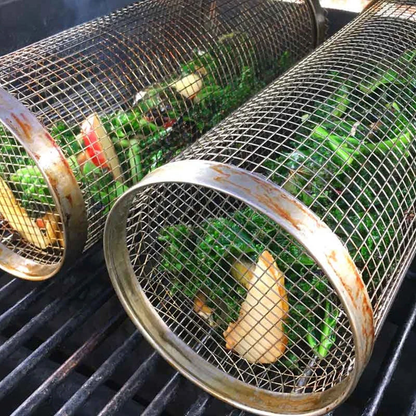 Stainless Steel Rolling BBQ Grill Basket - Coldesk
