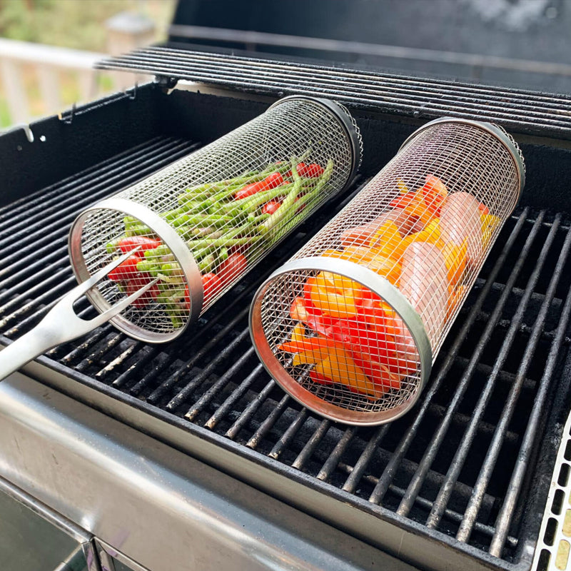 Stainless Steel Rolling BBQ Grill Basket - Coldesk