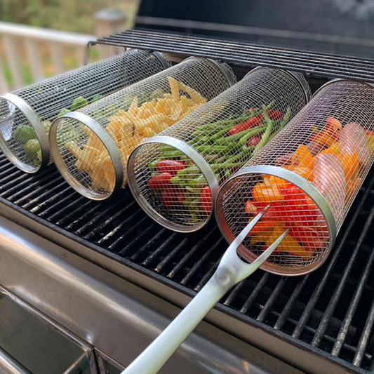Stainless Steel Rolling BBQ Grill Basket - Coldesk